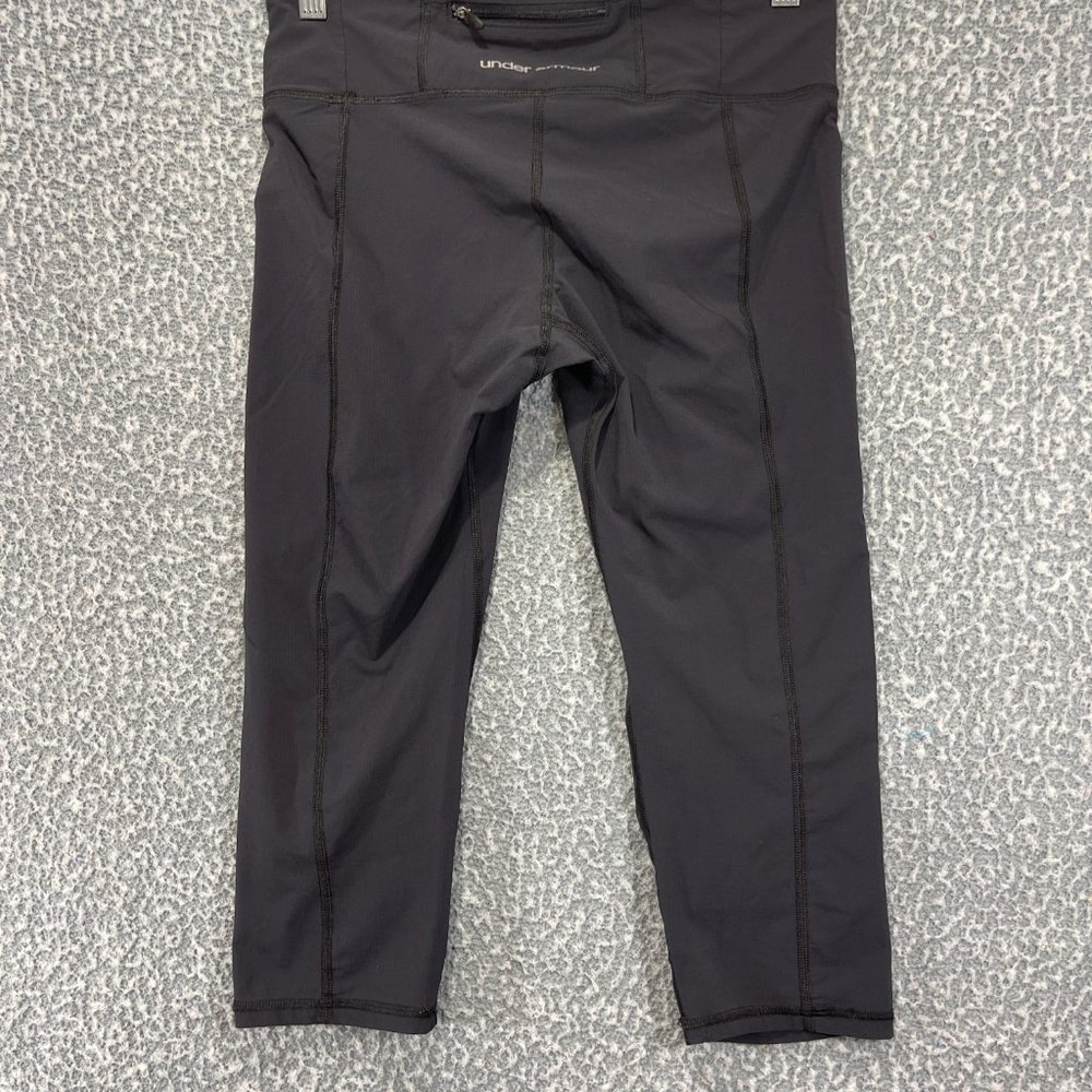 Under Armour Heatgear Gray Womens Compression Capri Leggings Zip Pocket Medium